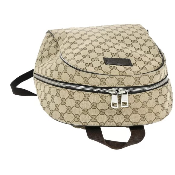 GUCCI Logo GG Pattern Backpack Bag Canvas Leather Brown SHW Italy 40RK750 - Picture 8 of 14